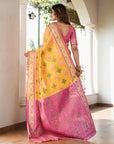 Yellow Organza Silk with Contrast Patola Pattern Saree