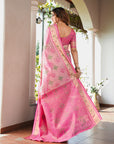 Light Pink Organza Silk with Contrast Patola Pattern Saree