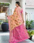 Peach Organza Silk with Contrast Patola Pattern Saree