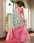 Sky Blue Organza Silk with Contrast Patola Pattern Saree