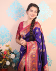 Violet Paithani Silk Saree with Meenakari Zari Woven Border and Pallu