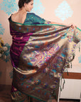 Purple Paithani Silk Saree with Meenakari Zari Woven Border and Pallu