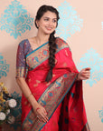 Pink Paithani Silk Saree with Meenakari Zari Woven Border and Pallu