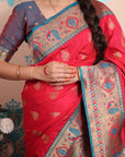 Pink Paithani Silk Saree with Meenakari Zari Woven Border and Pallu