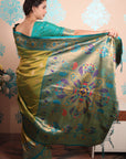 Mehendi Green Paithani Silk Saree with Meenakari Zari Woven Border and Pallu