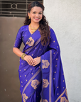 Violet Soft Silk with Elephant Pattern Saree