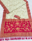 Soft Silk with Rich Dual Zari Woven Saree with Contrast Border