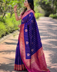 Violet Soft Silk Rich Zari Woven Contrast Saree