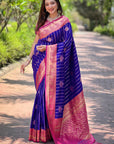 Violet Soft Silk Rich Zari Woven Contrast Saree