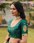 Coffee Soft Ikkal Silk Zari Woven Kolam Pattern Saree with Paithani Pallu