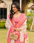 Cream Soft Ikkal Silk Zari Woven Kolam Pattern Saree with Paithani Pallu