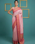 Baby Pink Premium Soft Gadwal Silk Zari Woven Saree