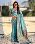 Blue Soft Silk Meenakari Madhubani Saree