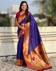 Violet Bandhani Weaves Silk Saree with Paithani Border & Pallu