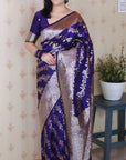 Violet Banarasi Soft Silk Meenakari Jaal Zari Woven Saree
