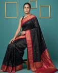 Black Premium Soft Gadwal Silk Zari Woven Saree