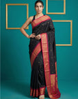 Black Premium Soft Gadwal Silk Zari Woven Saree