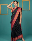 Black Premium Soft Gadwal Silk Zari Woven Saree