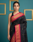 Black Premium Soft Gadwal Silk Zari Woven Saree