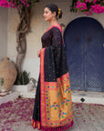 Black Premium Traditional Maharani Paithani Silk Saree