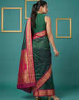 Bottle Green Premium Soft Gadwal Silk Zari Woven Saree