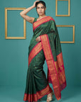 Bottle Green Premium Soft Gadwal Silk Zari Woven Saree