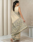 Chickoo Soft Muga Cotton with Handblock Kalamakri Pattern Saree
