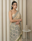 Chickoo Soft Muga Cotton with Handblock Kalamakri Pattern Saree