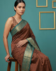 Coffee Premium Soft Gadwal Silk Zari Woven Saree