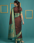 Coffee Premium Soft Gadwal Silk Zari Woven Saree