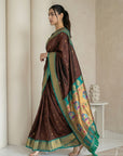 Coffee Soft Paithani Silk Zari Woven Saree with Peacock Pallu