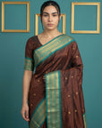 Coffee Premium Soft Gadwal Silk Zari Woven Saree