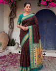Coffee Premium Traditional Maharani Paithani Silk Saree
