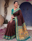 Coffee Premium Traditional Maharani Paithani Silk Saree