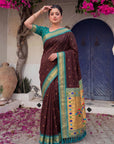 Coffee Premium Traditional Maharani Paithani Silk Saree