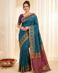 Dark Blue Premium Soft Silk Zari Woven with Ikkat Patola Fusion Saree