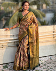 Navy Blue Dharmavaram Leheriya Silk Rich Zari Woven Saree