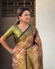Navy Blue Dharmavaram Leheriya Silk Rich Zari Woven Saree