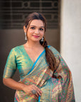 Blue Dharmavaram Leheriya Silk Rich Zari Woven Saree