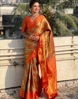 Red Dharmavaram Leheriya Silk Rich Zari Woven Saree