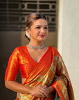 Red Dharmavaram Leheriya Silk Rich Zari Woven Saree