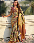 Wine Dharmavaram Leheriya Silk Rich Zari Woven Saree