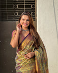 Wine Dharmavaram Leheriya Silk Rich Zari Woven Saree