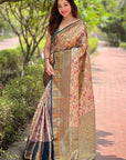 Navy Blue Dharmavaram Traditional Zari Woven Silk Saree