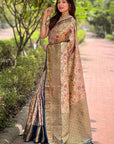 Navy Blue Dharmavaram Traditional Zari Woven Silk Saree