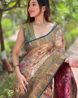 Navy Blue Dharmavaram Traditional Zari Woven Silk Saree