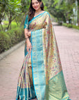 Blue Dharmavaram Traditional Zari Woven Silk Saree