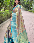 Blue Dharmavaram Traditional Zari Woven Silk Saree