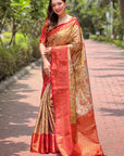 Red Dharmavaram Traditional Zari Woven Silk Saree