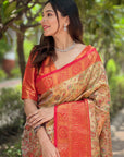 Red Dharmavaram Traditional Zari Woven Silk Saree